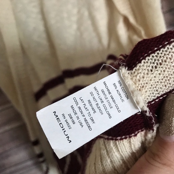 Say What? Cream burgundy print oversized cardigan - Picture 4 of 5